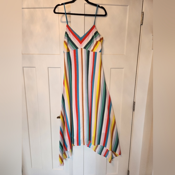 Laundry by Shelli Segal Rainbow Maxi Dress Sz 8 striped boho party maximalist - Picture 3 of 9